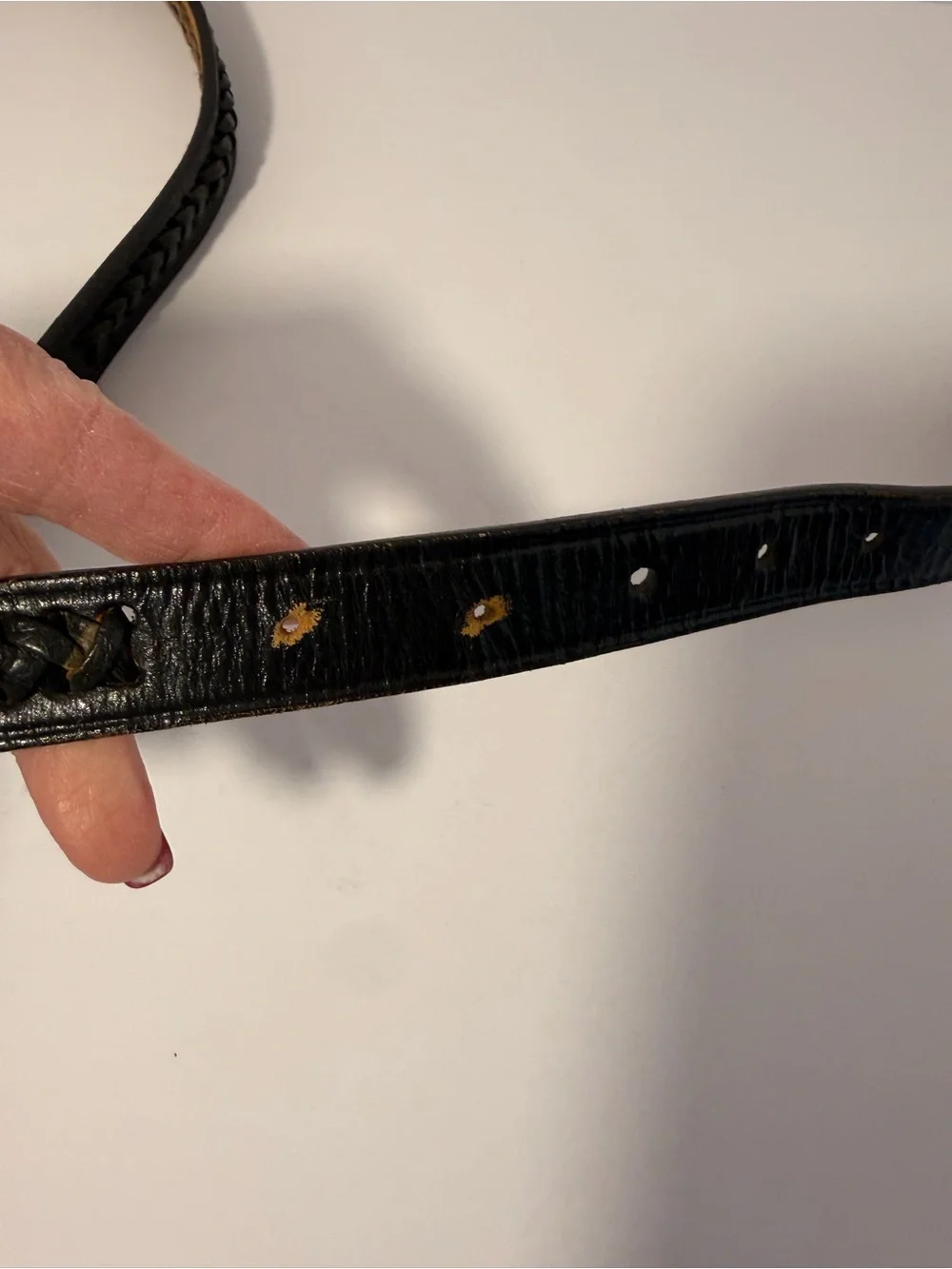 RM Mexico Vintage Black Hand-Laced Braided Leather Belt Strap Sz 36